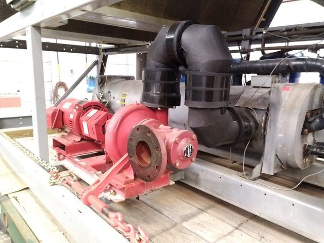 used Bell & Gossett 10HP pump installed in a 90 ton Carrier air cooled chiller